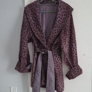 Mycra Pac Now Purple Leopard Print Coat M/L.